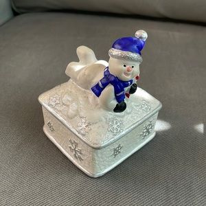 Snowman ceramic jewelry holder
